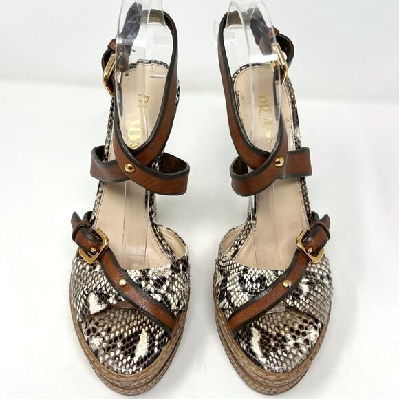Prada Spring 2009 Python Snakeskin Platform Sandals Size 37 - Picture 2 of 10